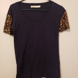 Sequin sleeve shirt